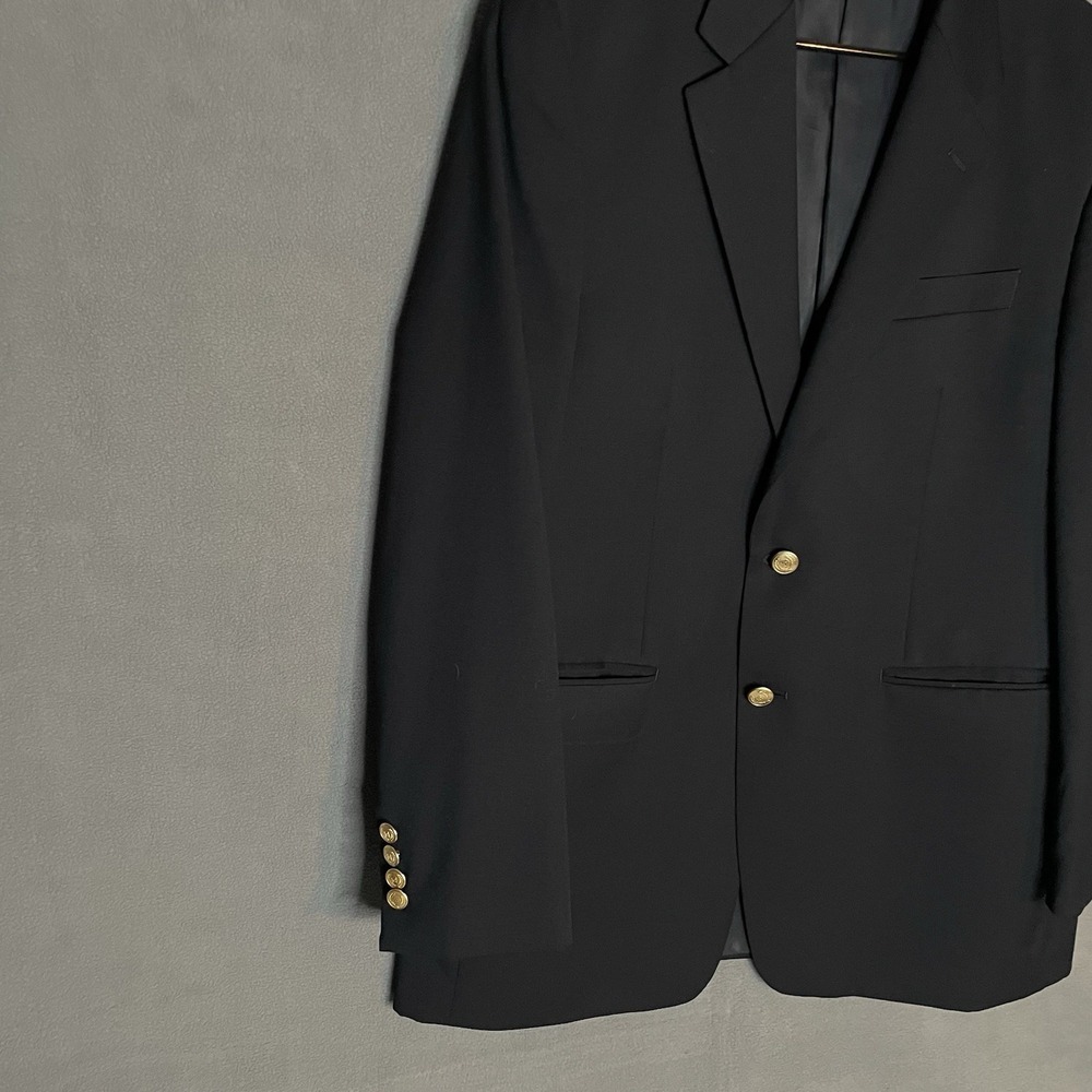 Chaps Ralph Lauren Vtg Wool Blazer 40R Navy Suit Jacket Gold Button Sport Coat - Picture 2 of 8